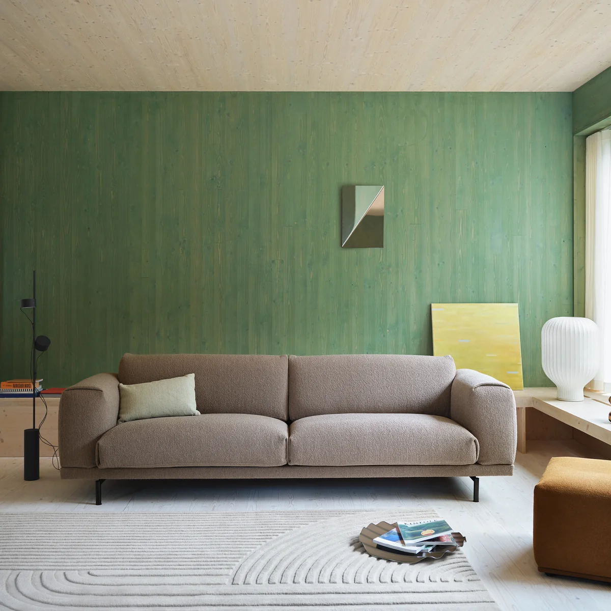 Muuto - Rest Sofa 3-Sitzer, schwarz / braun (Stoff Maharam Hearth 6)