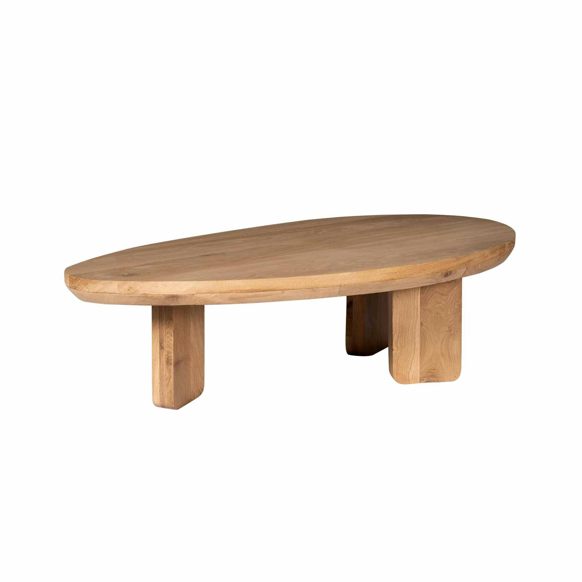 Table basse galet en bois clair à pieds larges LEXTON