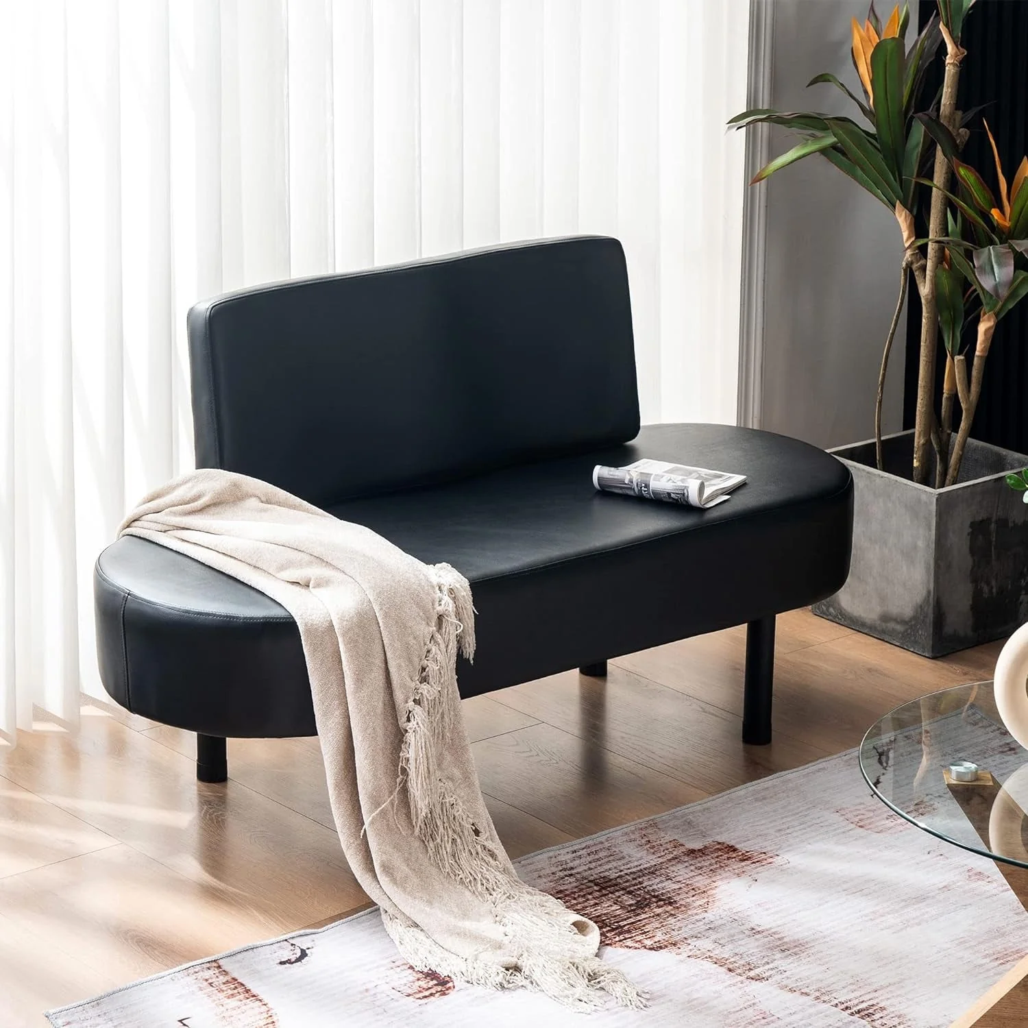 Barberpub Waiting Room Chairs with Backrest, PU leather W702