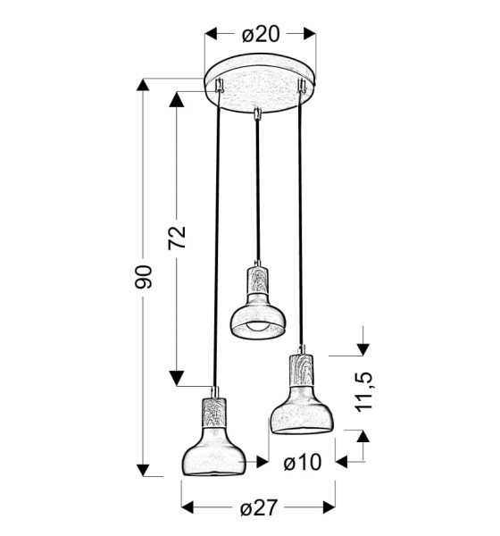 Lampa wisząca biała Puerto 3xE14x40W wym: 90x27x27 cm Candellux