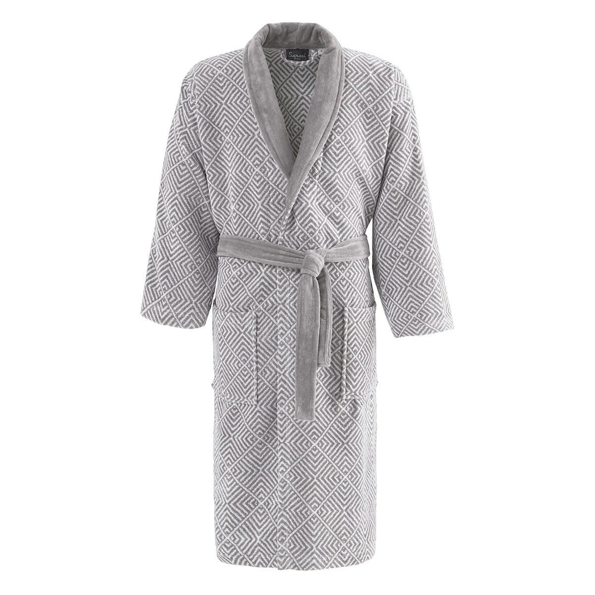 OPTICAL - Peignoir col châle velours  gris perle M