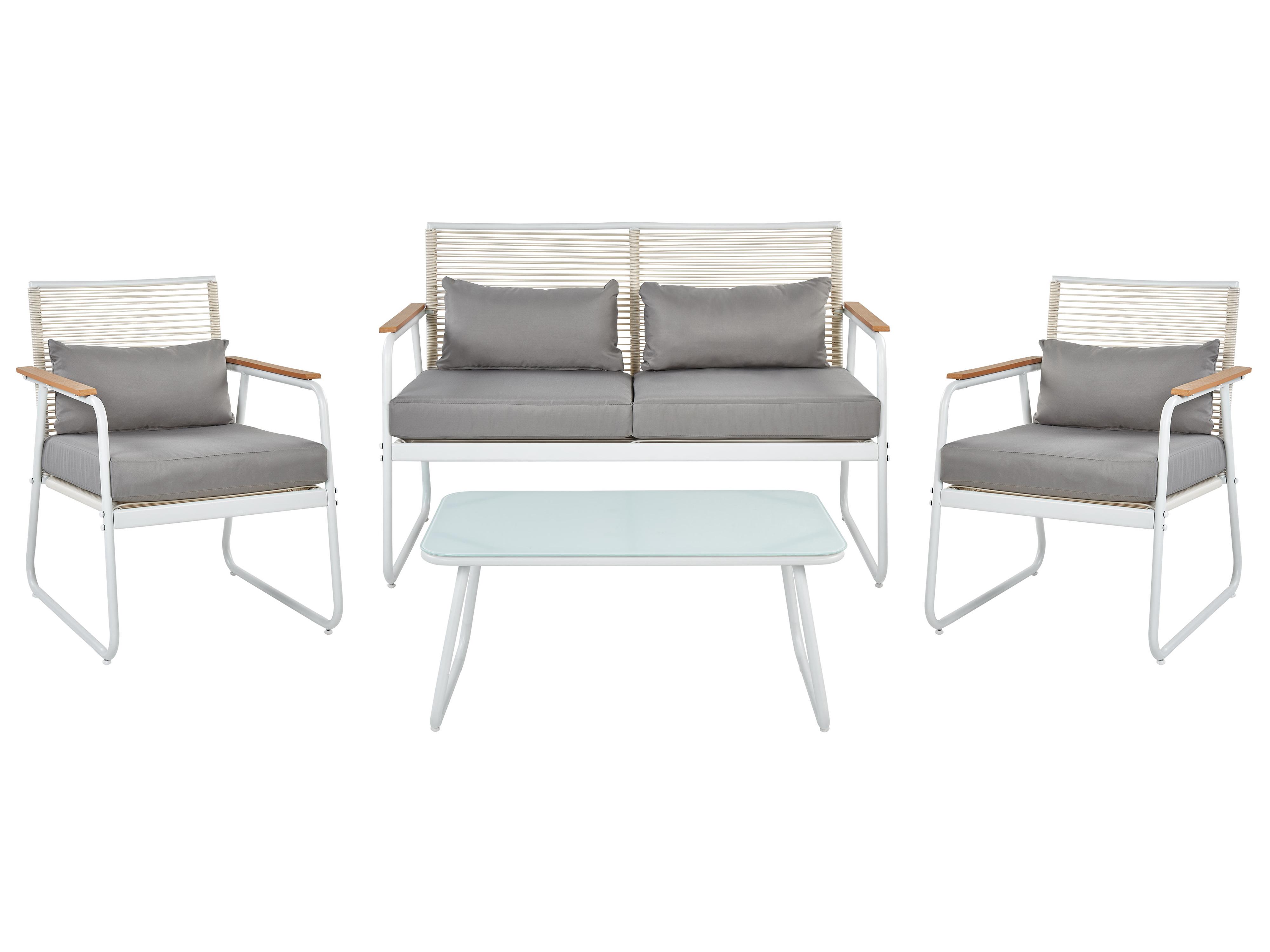 Garden Lounge Set with Table 4 Seater POMONTE Metal White