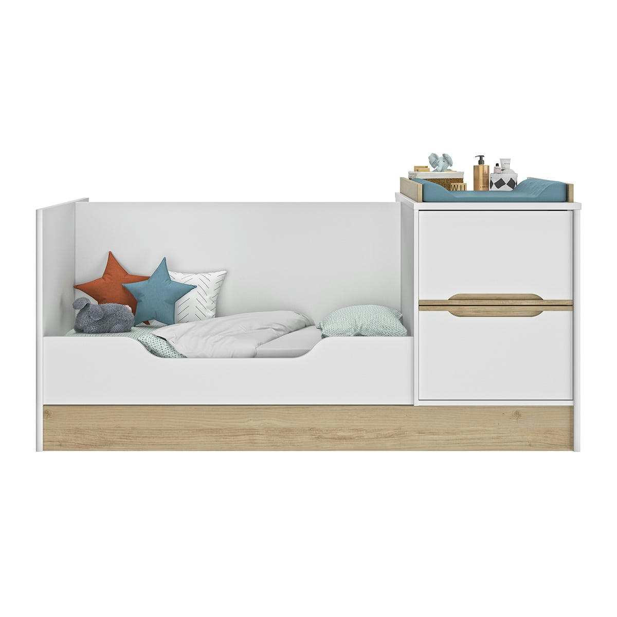 CELESTE - Lit combiné évolutif 70x140 en 90x200 blanc