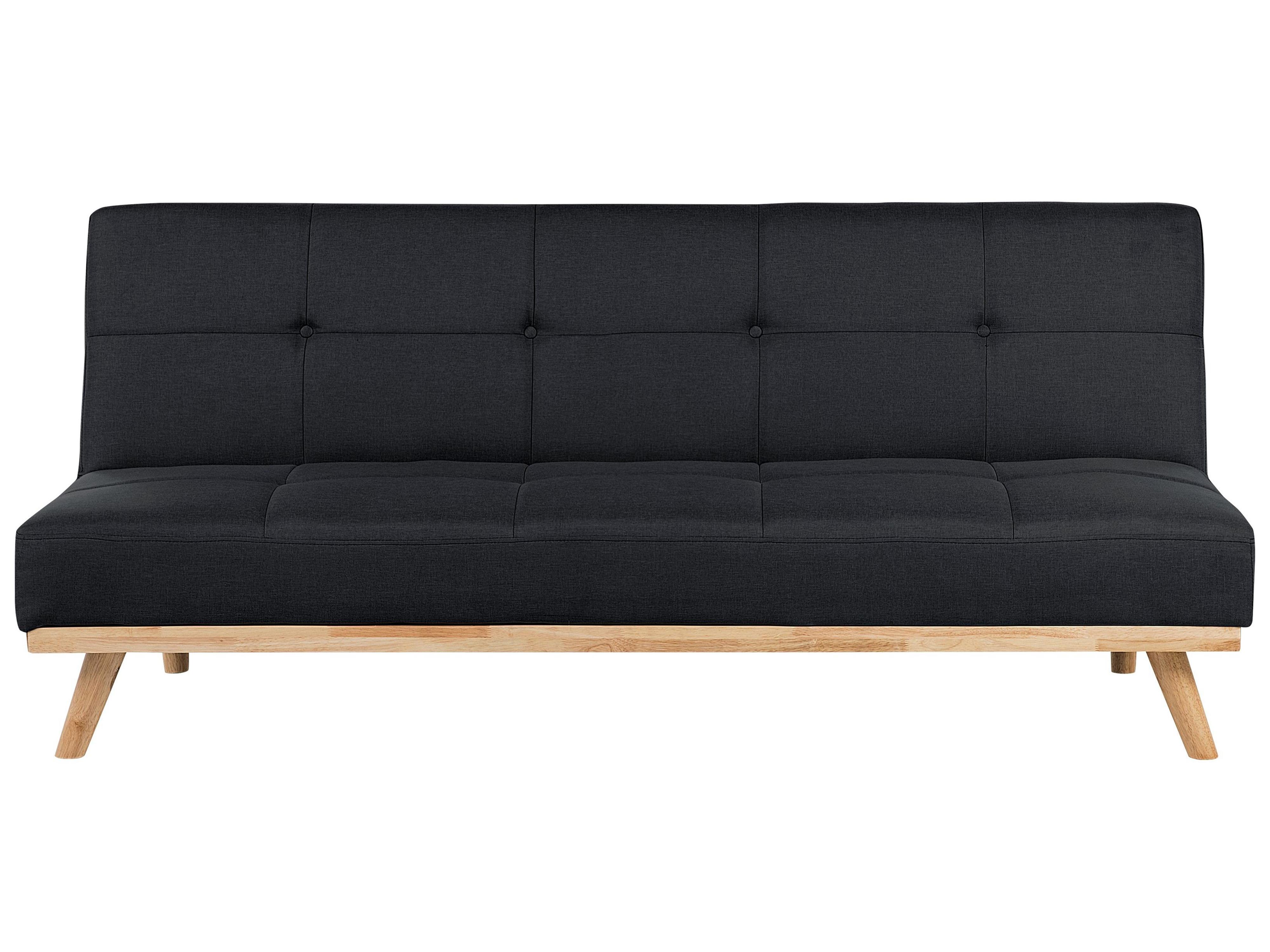 Sofa Bed 3 Seater FROYA Fabric Black