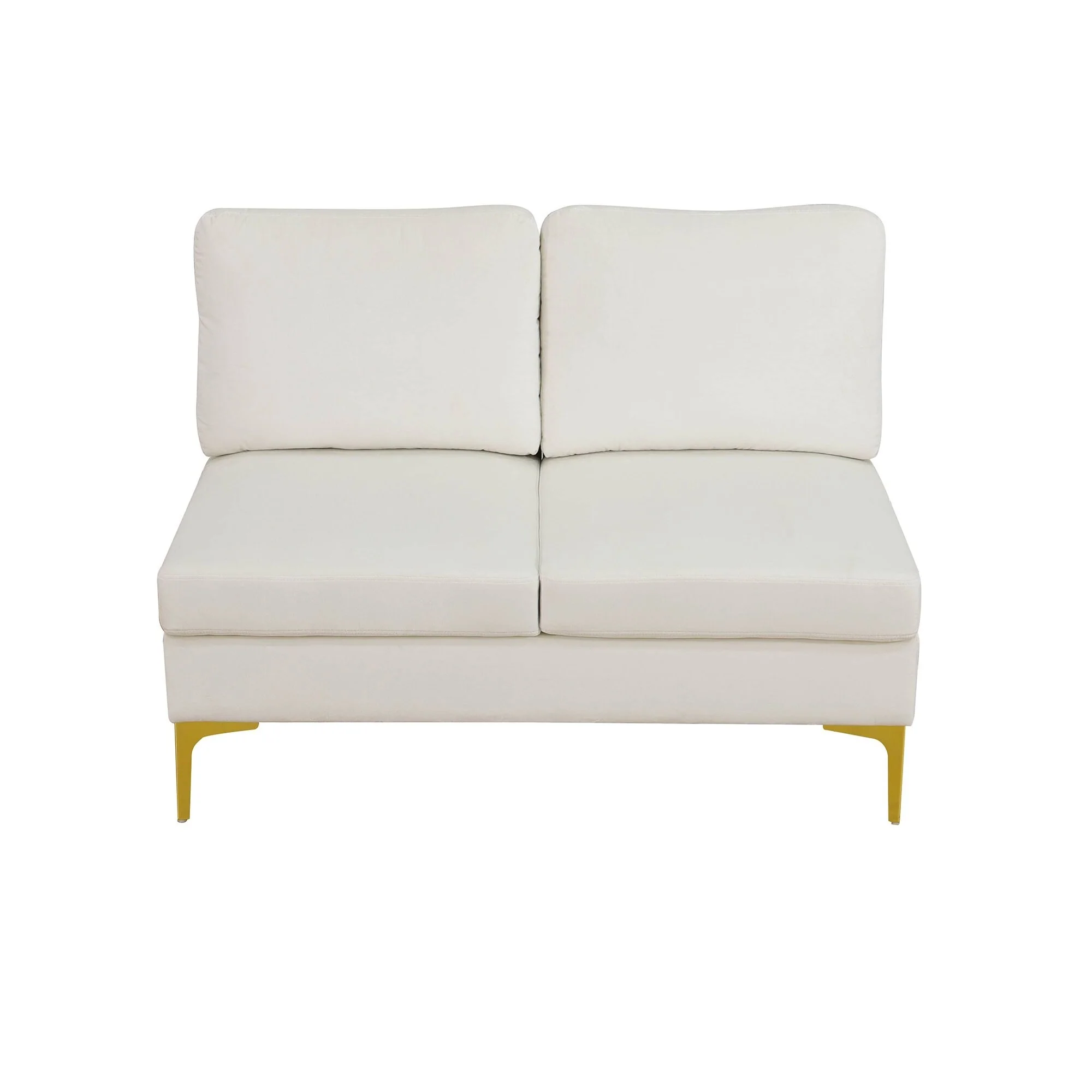 Off-white Fluffy Fabric U-shaped 3-Piece Living Room Sofa set