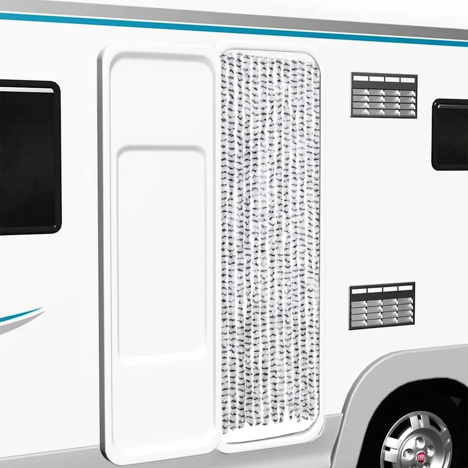 vidaXL - Vliegengordijn voor camperdeur Licht/donkergrijs Chenille - 56x200 cm