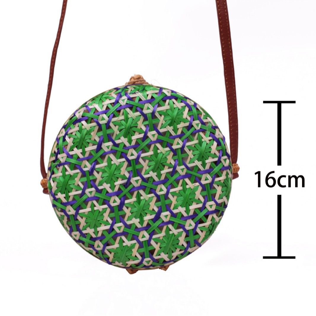 PEACH ACCESSORIES Round Bamboo Crossbody Beach Bag