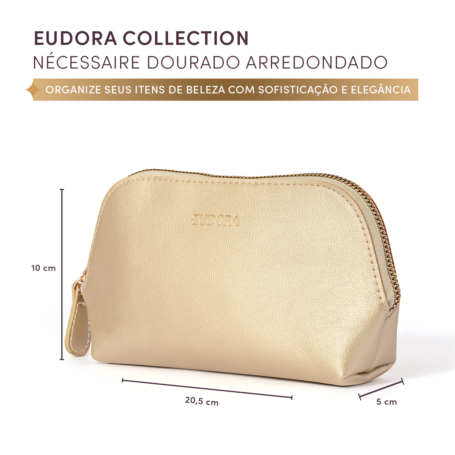 Nécessaire Dourado Arredondado Eudora Collection