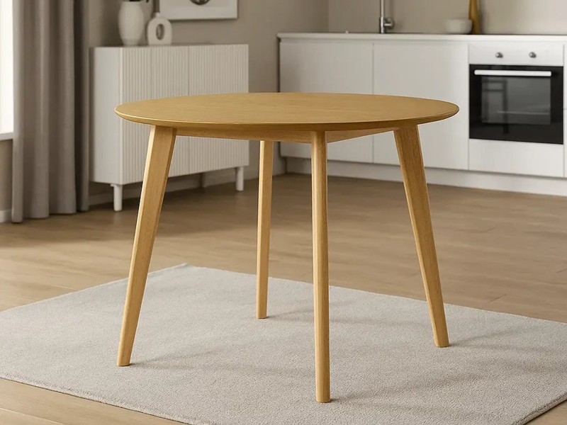 Stół okrągły drewniany 105 cm Lumo, kolor dębowy lakierowany