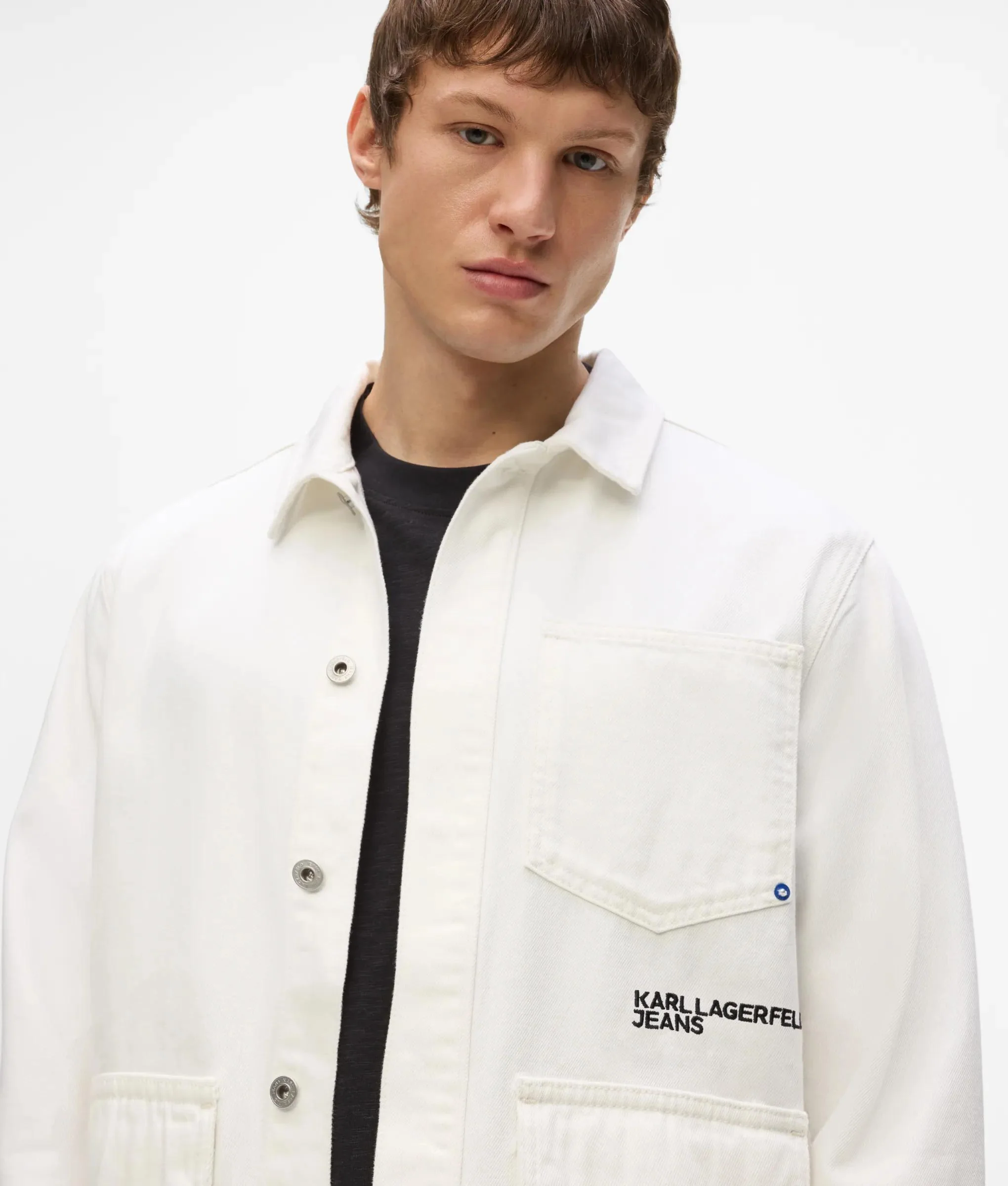 Veste en denim blanc style vêtement de travail