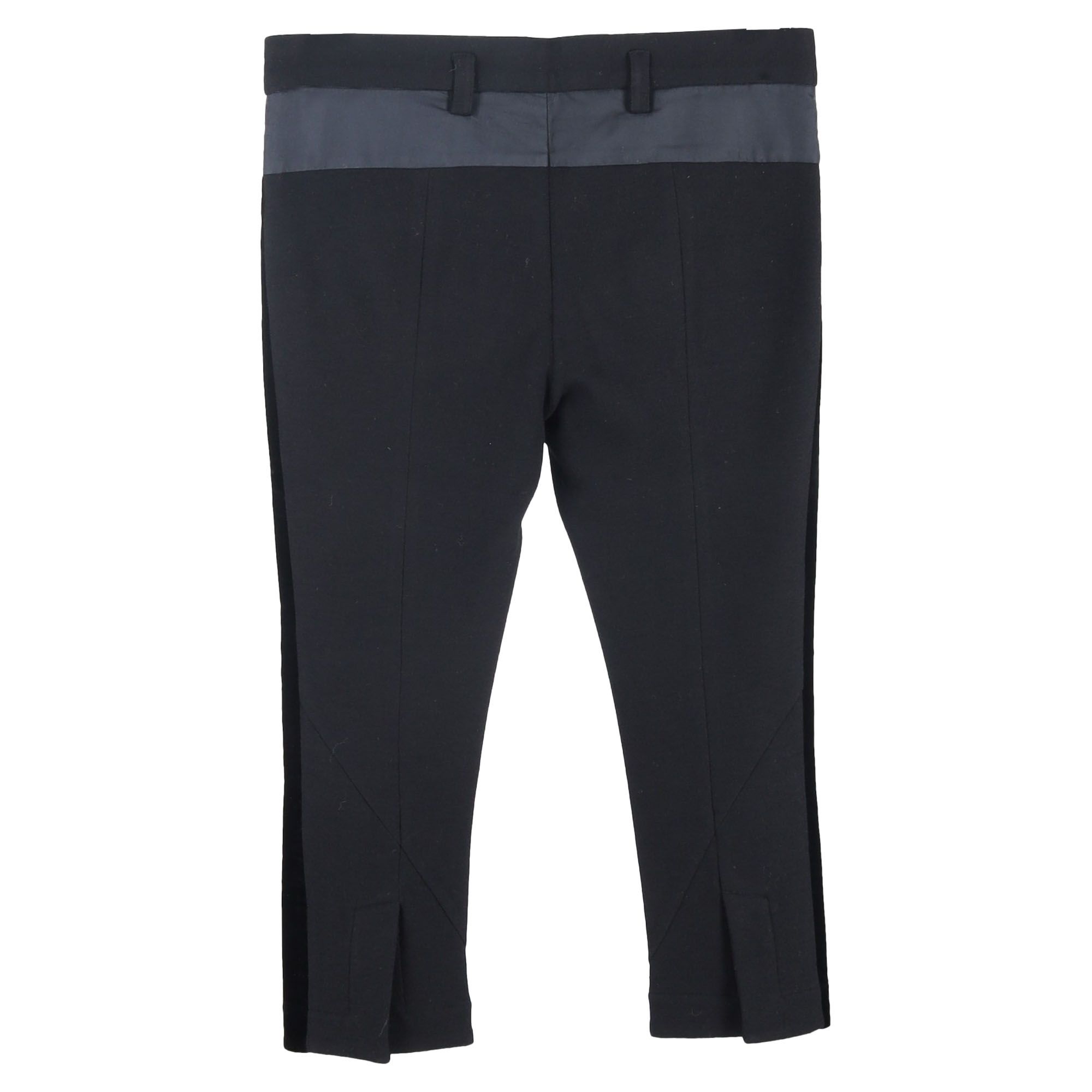 Haider Ackermann Preloved Velour-Effect Cropped Trousers in Black and Grey Cotton