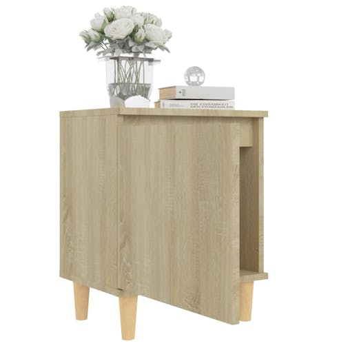 NNEVL Bed Cabinets with Solid Wood Legs 2 pcs Sonoma Oak 40x30x50 cm