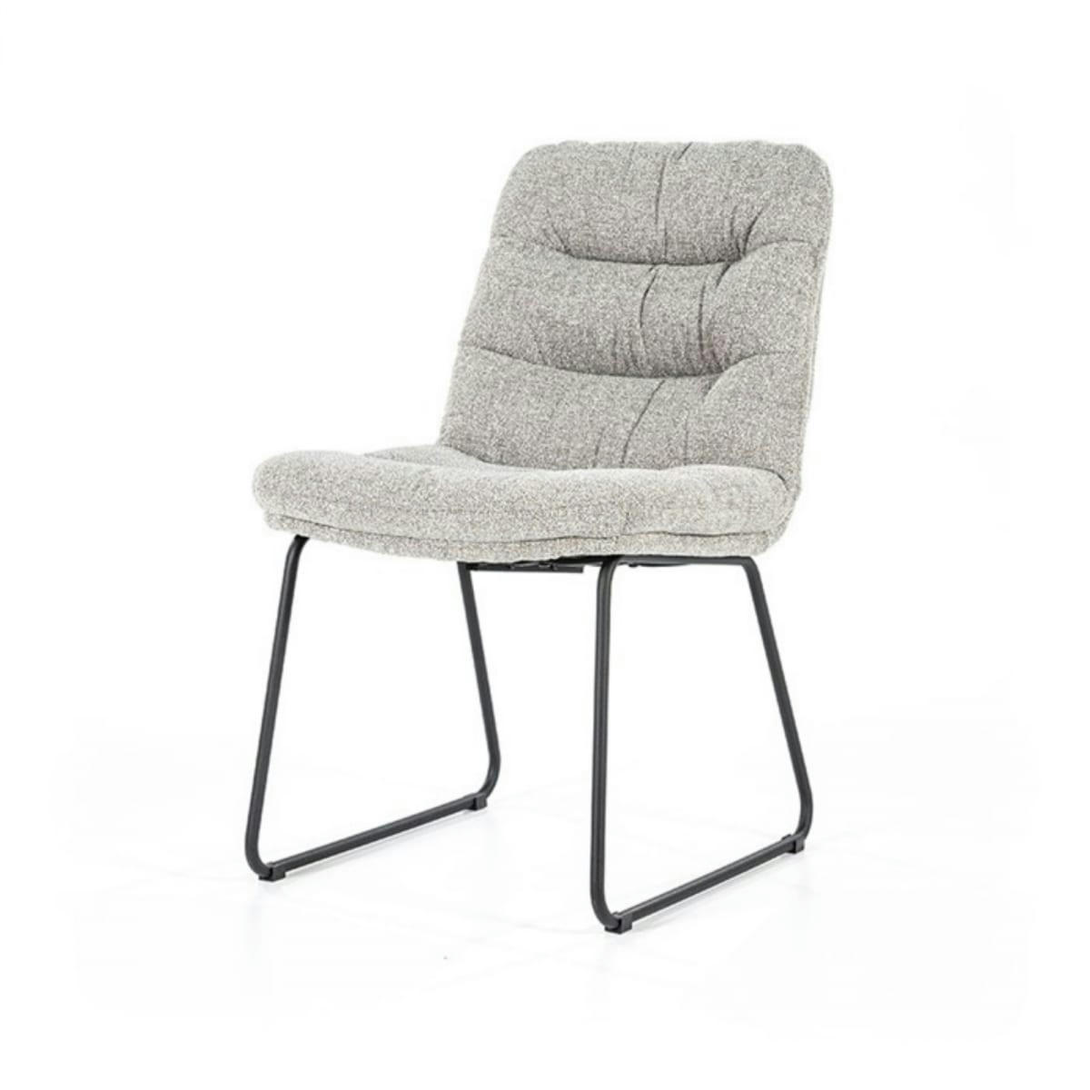 ISOR - Chaise moderne rembourrée en tissu matelassé gris