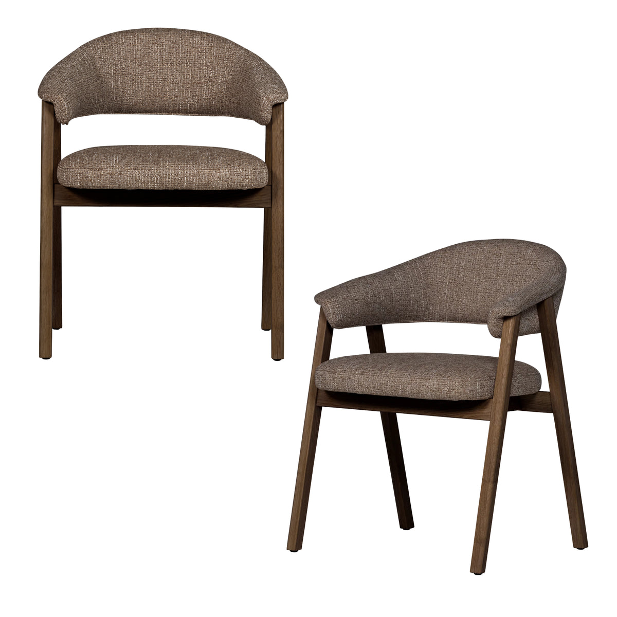 WOOOD eetkamerstoel met armleuning Tunar - Hout - Bruin - Set van 2 - 77x60x60