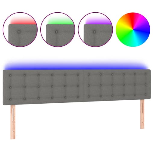 NNEVL LED Headboard Dark Grey 160x5x78/88 cm Fabric