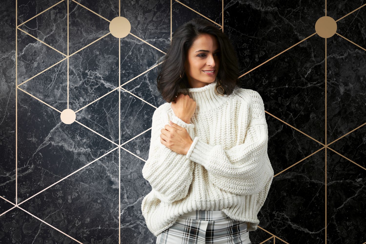 One Wall one Role fotobehang geometrische vormen goud en zwart - 371 x 280 cm - AS-382601