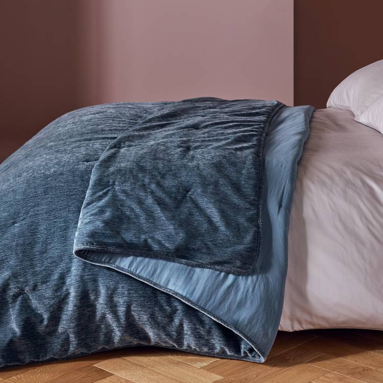 Habitat Chenille Bedspread - Storm Blue - 200x220cm
