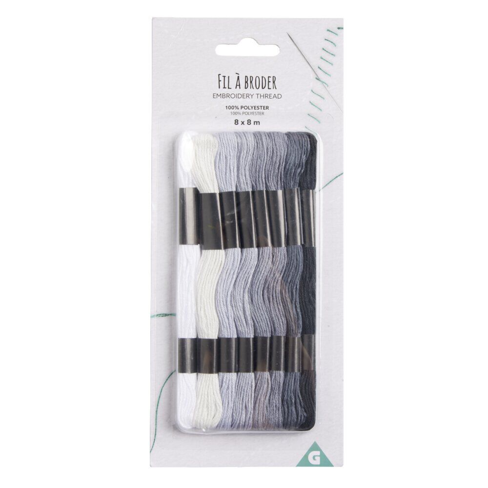 Bobines de fil à broder 8m lot de 8 - 2 modèles