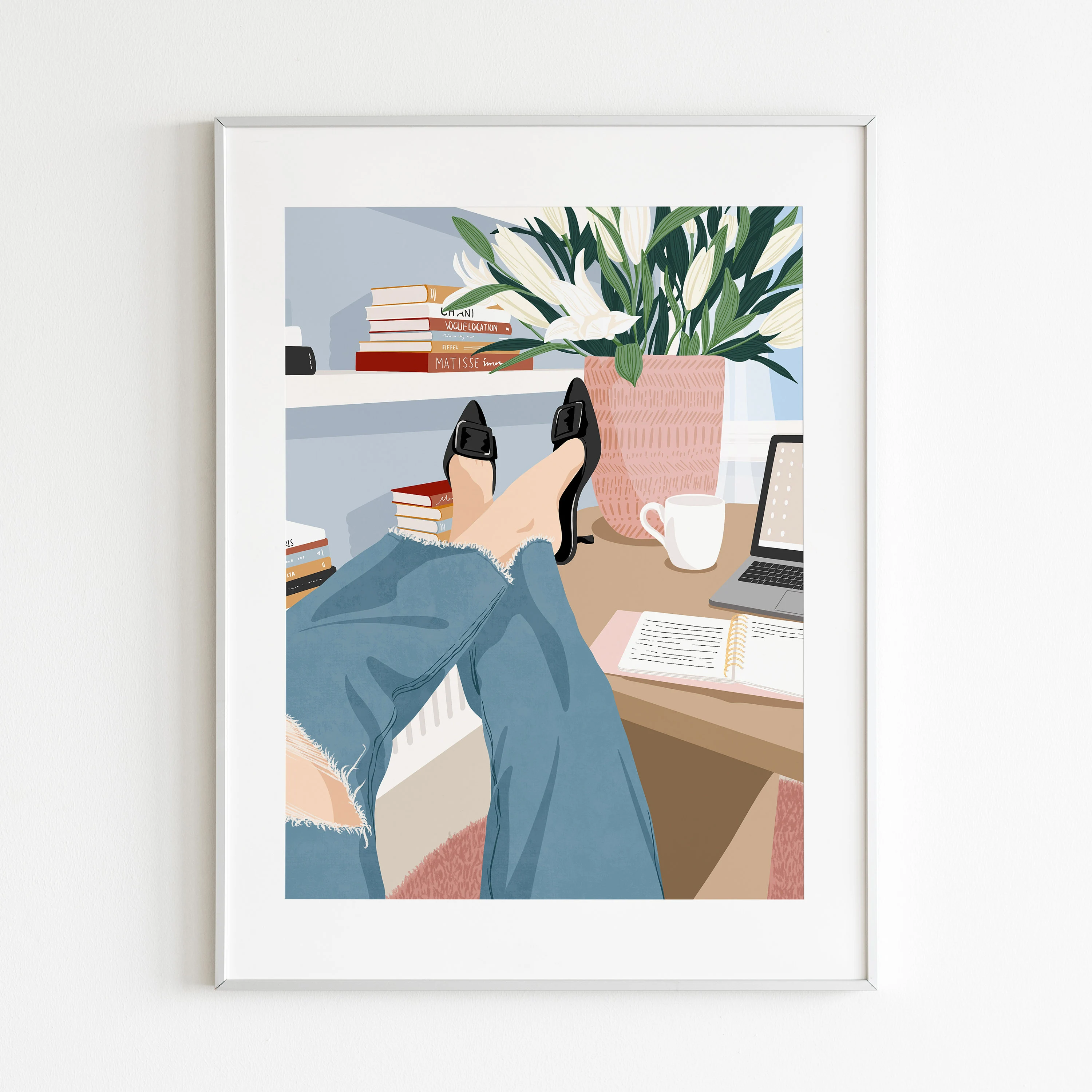 Girl Boss Wall Art, Woman Working Print, Home Office Desk Decor