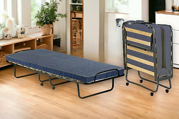 Lit pliant Arias, Lit de camp à 12 lattes, Matelas inclus, Lit bébé peu encombrant, 100% Made in Italy, 80x190h37 cm