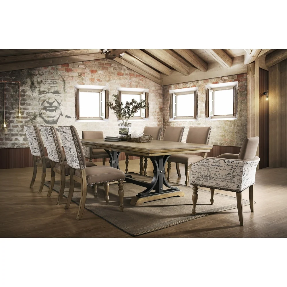Roundhill Furniture Birmingham 9-pc. Removable-leaf Dining Table and Armchairs Set