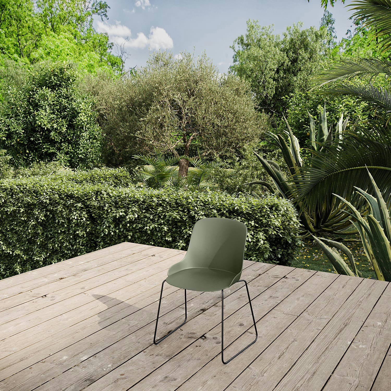 PAROS - Lot de 2 chaises paros kaki acier 47X53X75,5CM