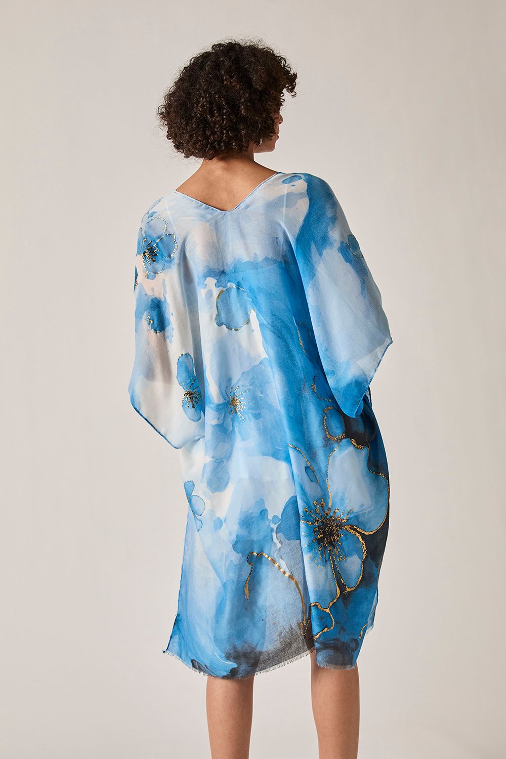 James Lakeland Blue Watercolour Floral Kaftan