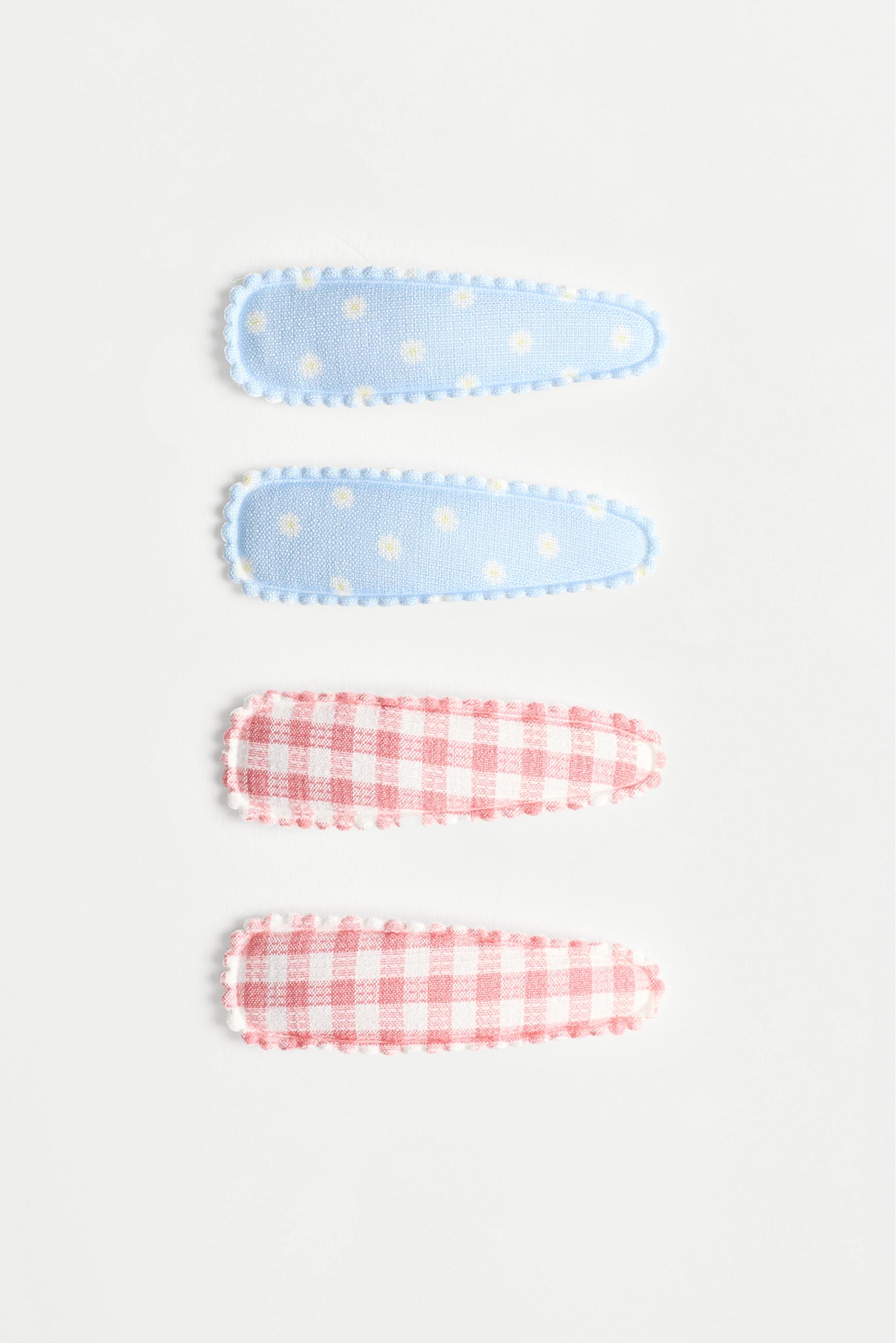 Clips estampado vichy y flores (Pack 4)