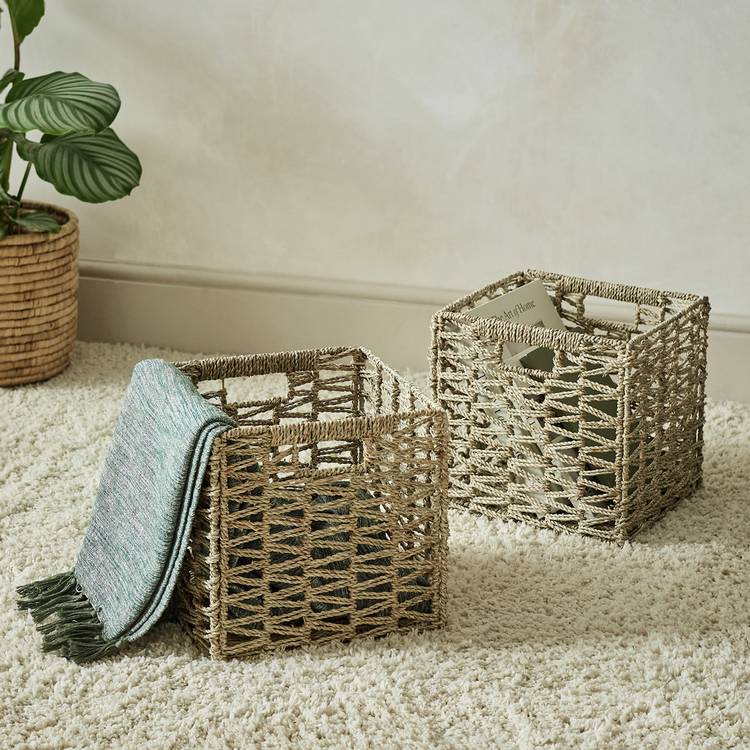 Habitat Set of 2 Seagrass Square Boxes - Natural