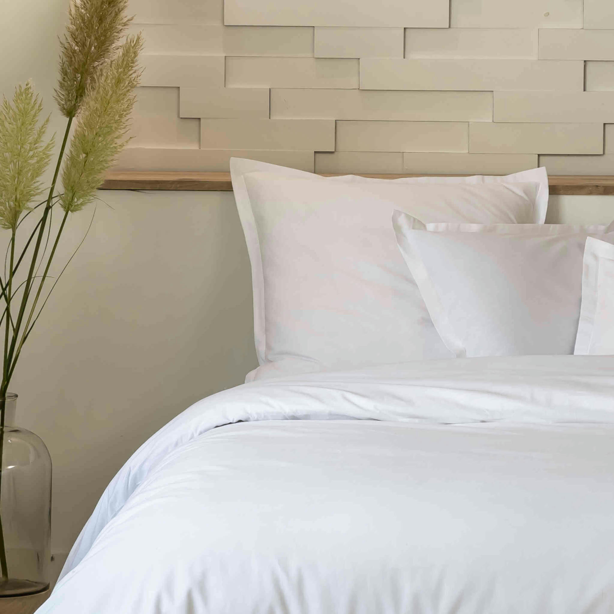 - Parure de lit percale unie blanc blanc 240x220