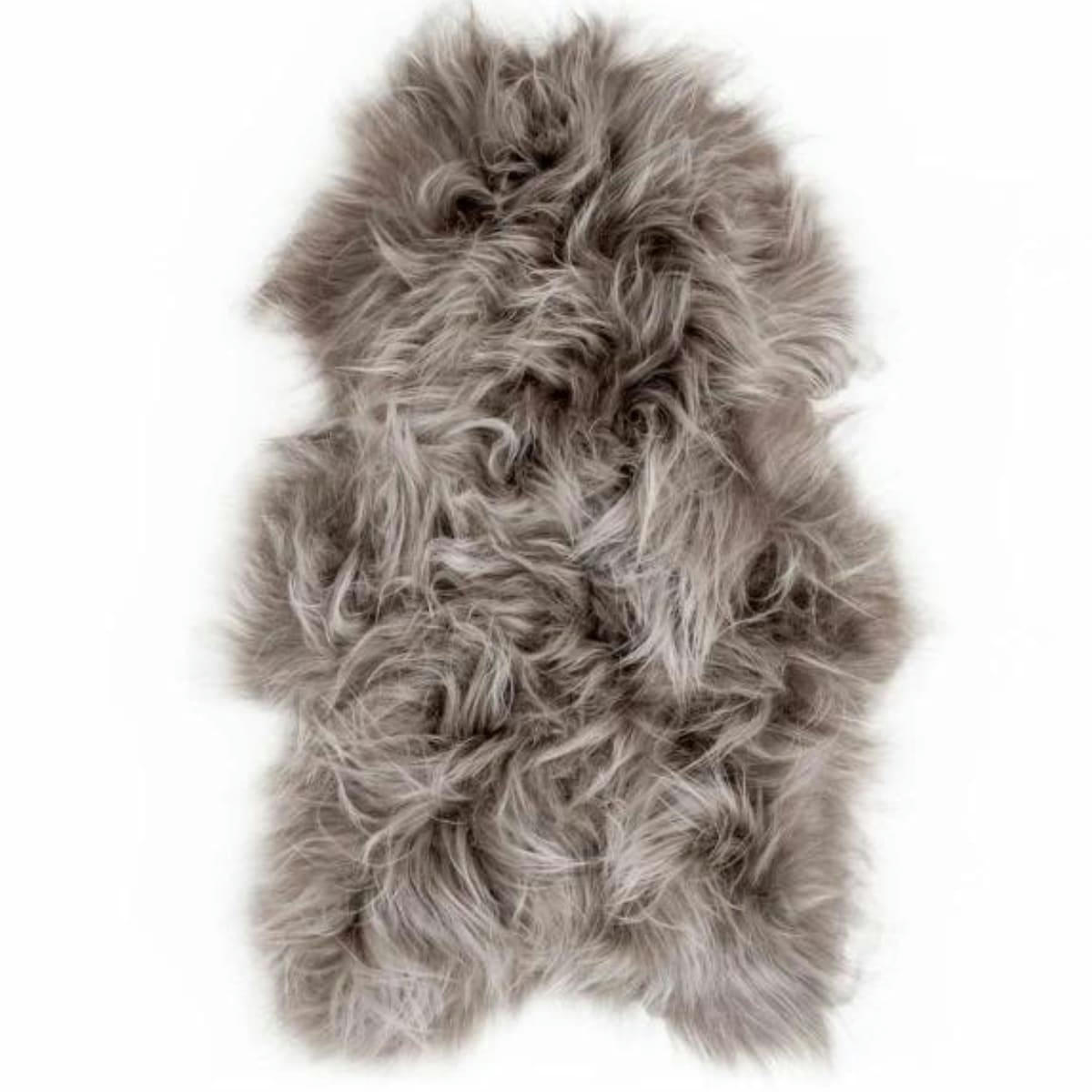 - Tapis en peau de mouton taupe