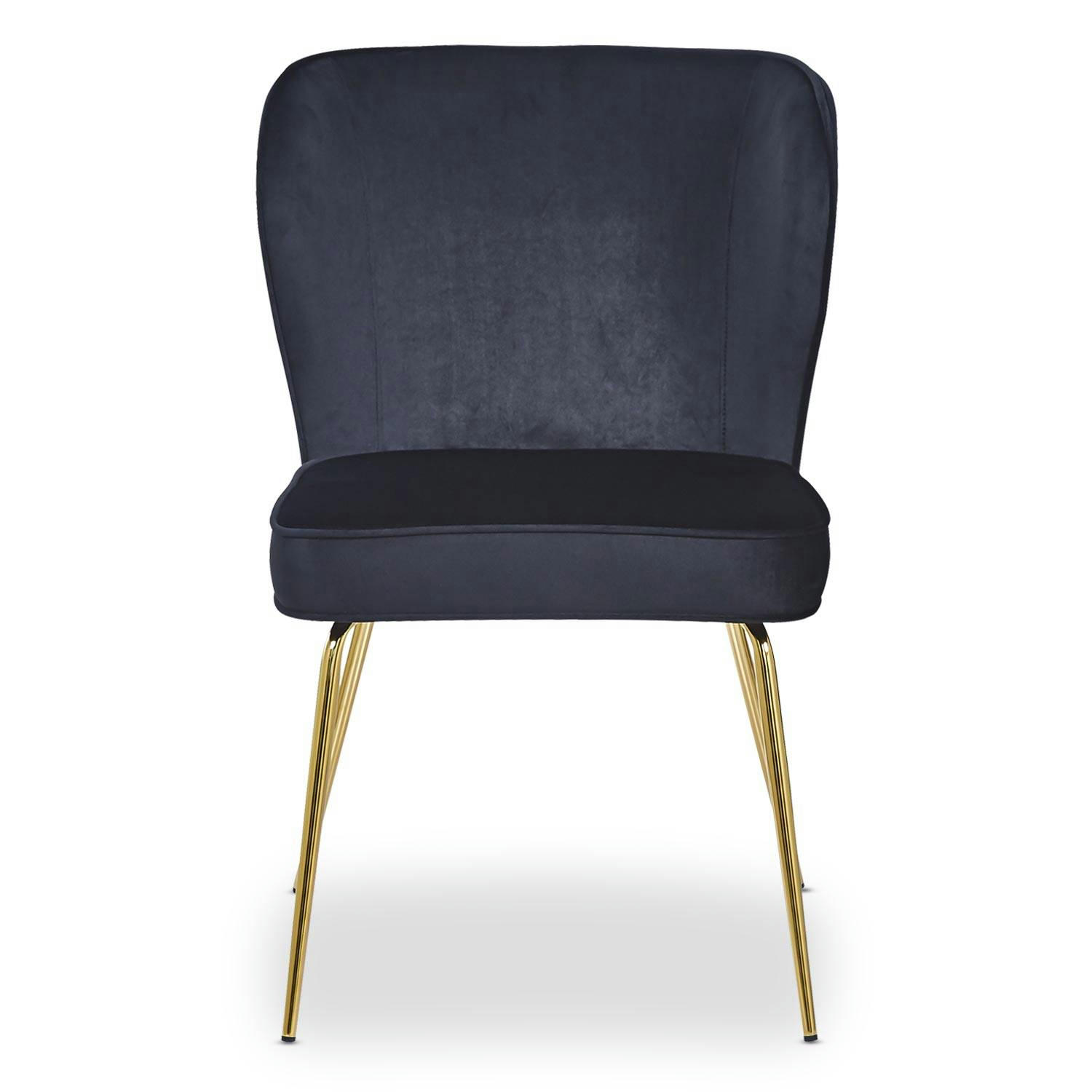 ELSA - Lot de 2 chaises gold velours noir