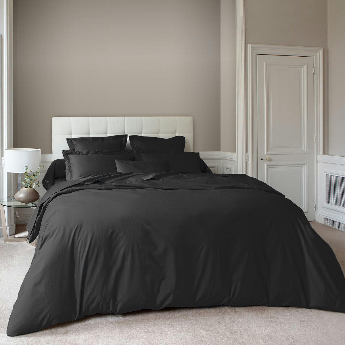VEXIN - Housse de couette percale noir 240x220 cm