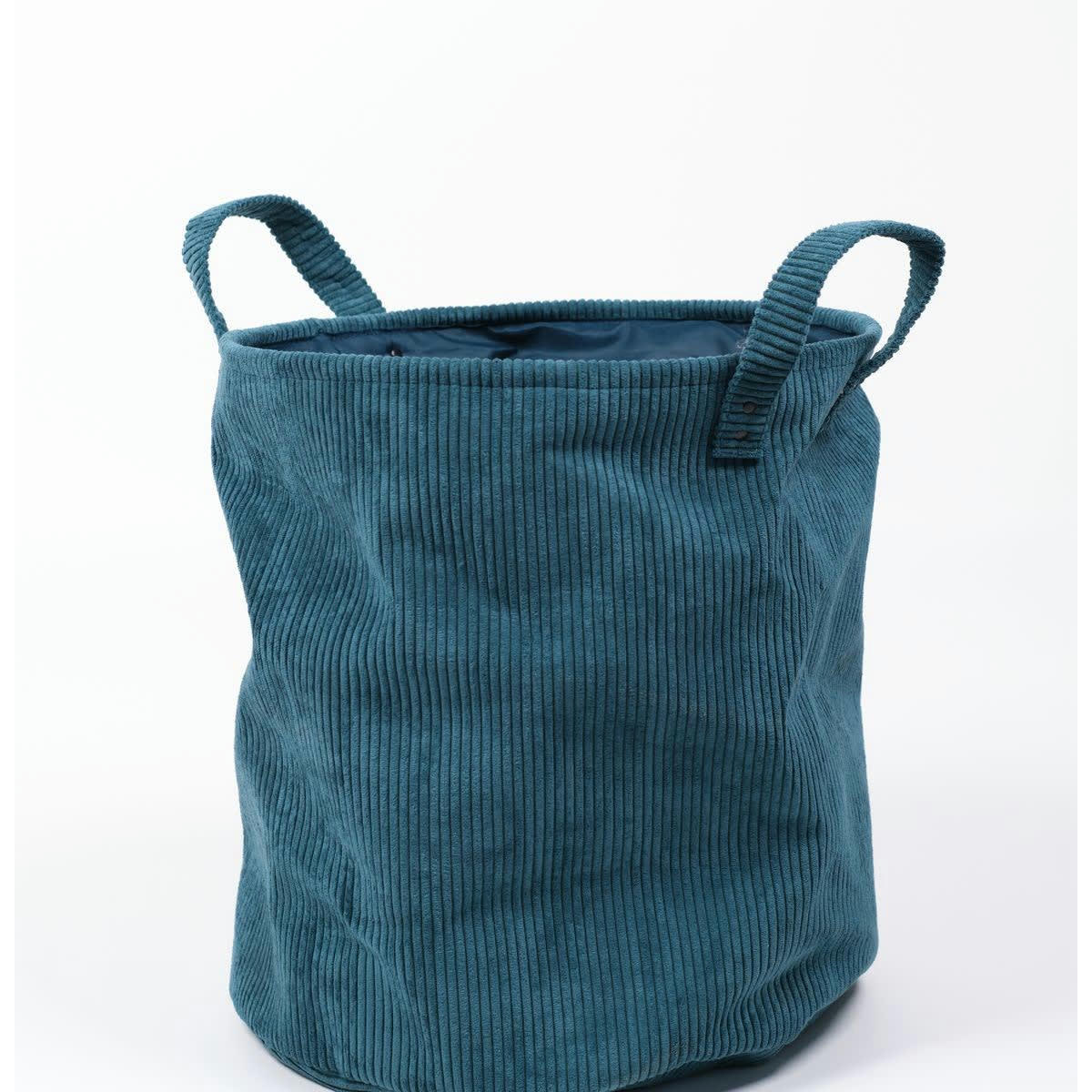 COZY - Corbeille à linge en velours côtelé paon