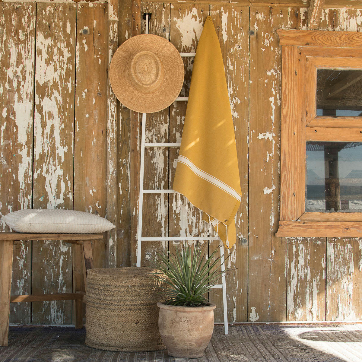 MARSA - Fouta coton  100x200 jaune moutarde