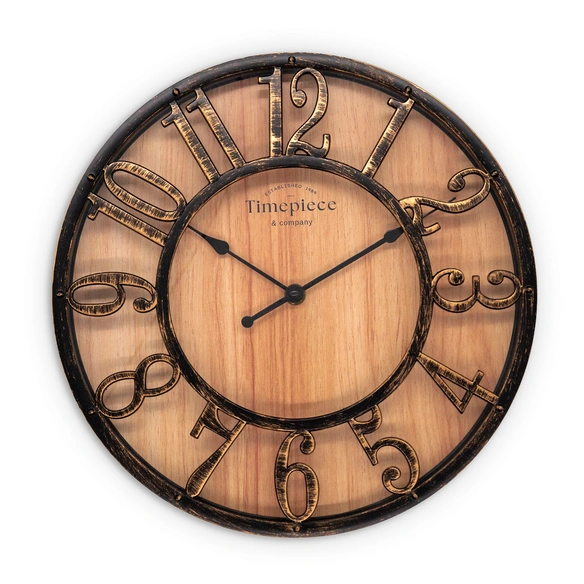 Wanduhr, Ø 40 cm, Holz/Kunststoff, kupfer/schwarz