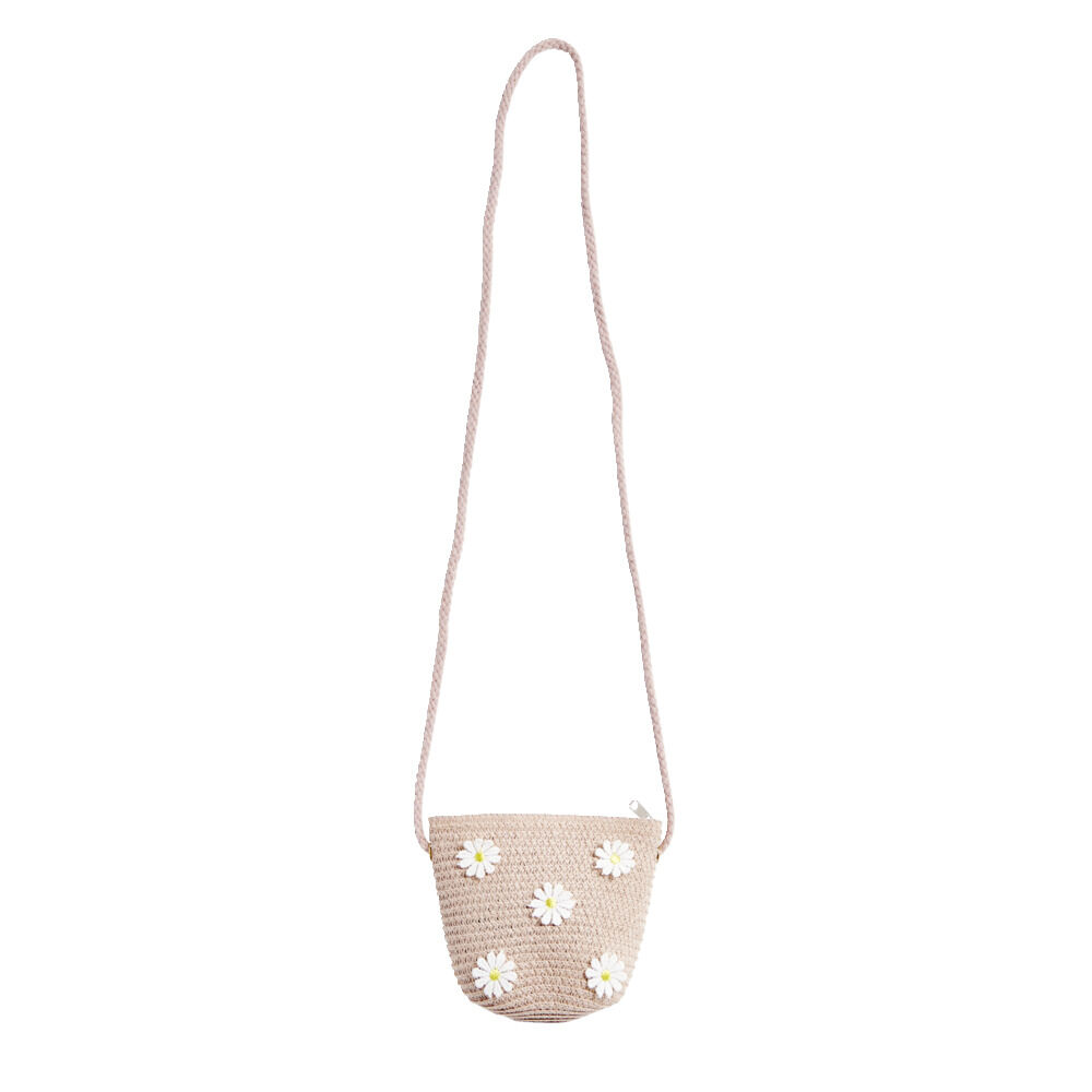 Mini sac tressé avec marguerites 14x5x12cm