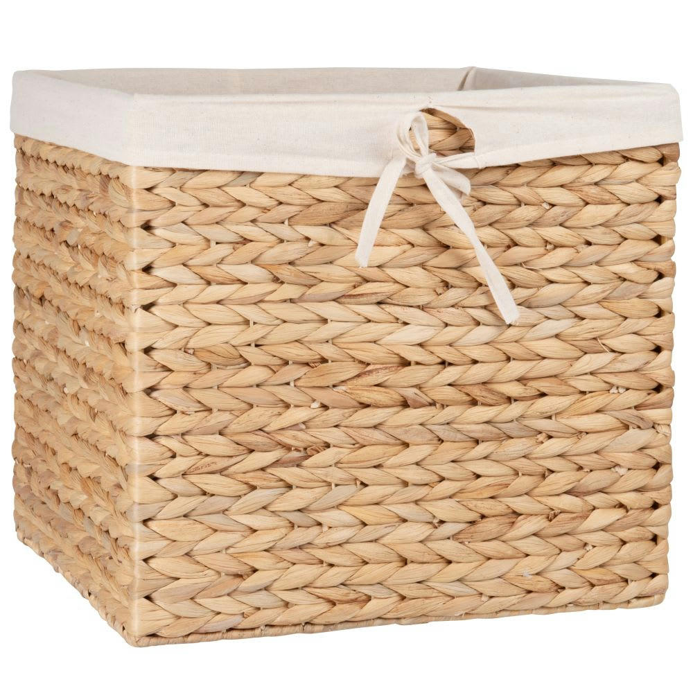 - Panier en jacinthe d'eau écru et beige
