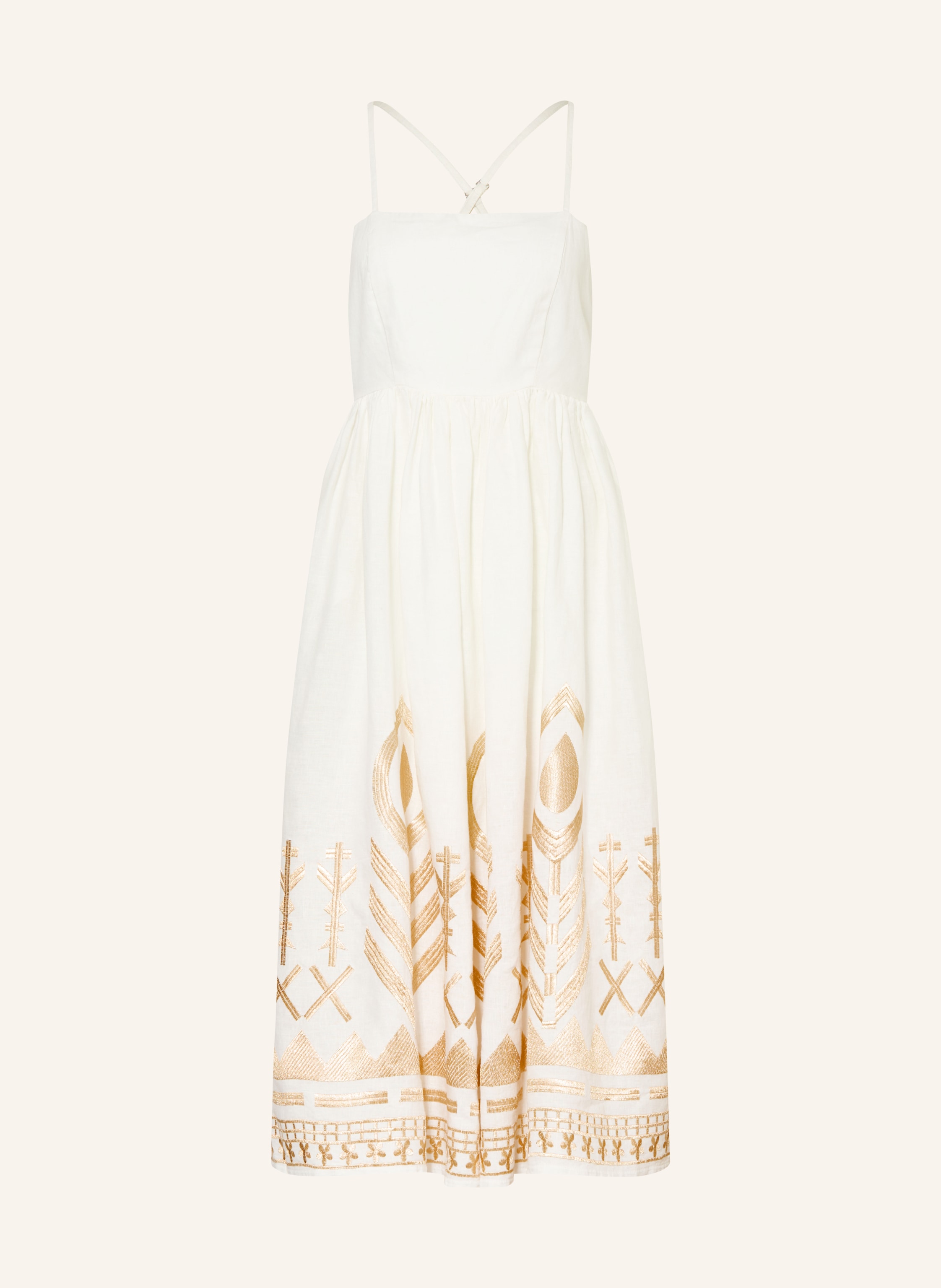 Greek Archaic Kori Strandkleid FEATHER aus Leinen mit Glitzergarn