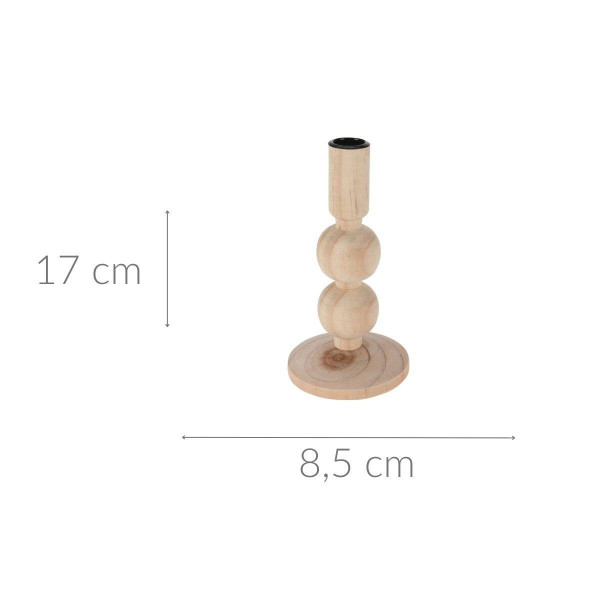 Drewniany świecznik, naturalny, wys. 17 cm