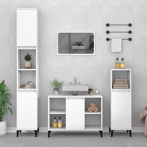 NNEVL Sink Cabinet White 80x33x60 cm Engineered Wood