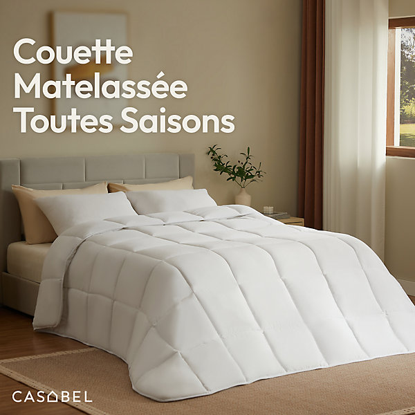 CASABEL Couette 240x260 cm Hiver Légère, 450 GSM Microfibre Douce et Respirante, Thermorégulatrice, Lavable, Pour Lit 2 Personnes