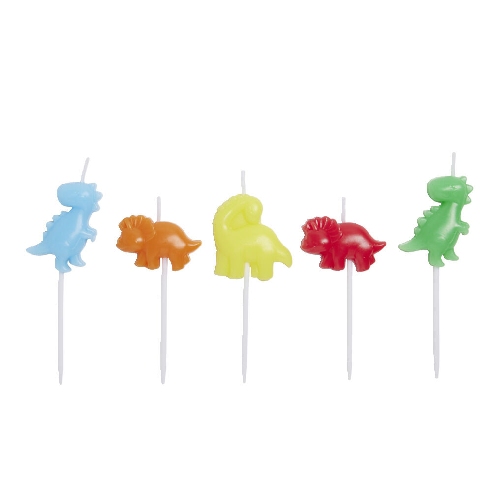 Bougie dinosaure pique x5