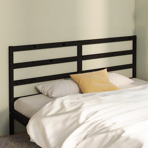NNEVL Bed Headboard Black 186x4x100 cm Solid Wood Pine