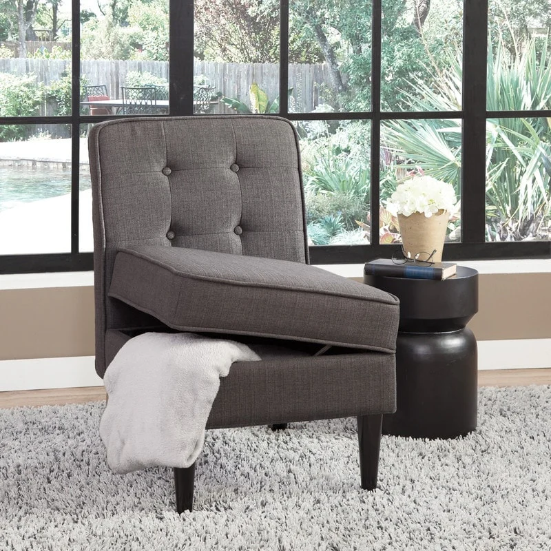 Grafton Home Roswell Armless Button Tufted Storage Accent Chair