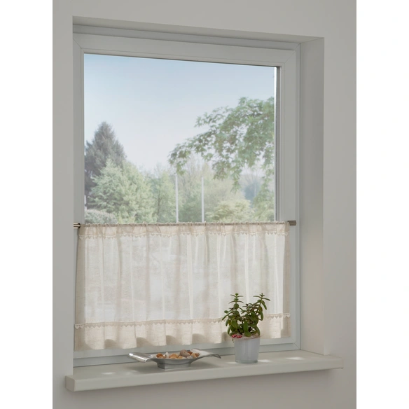 Gardine, Herz-Borte, 135x48 cm, naturfarben