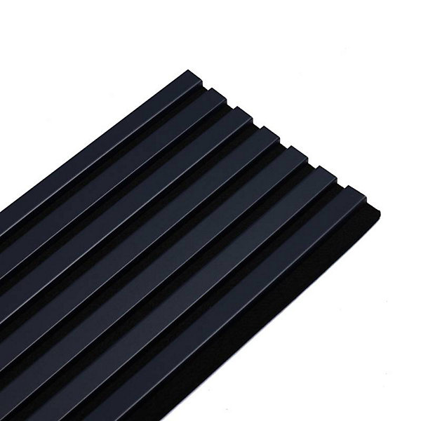 Lot de 7 Panneaux muraux tasseaux bois 120 x 30 x 1,9 cm - Pack tête de lit - Lamelles bleu nuit / feutrine noir - 2,52m²