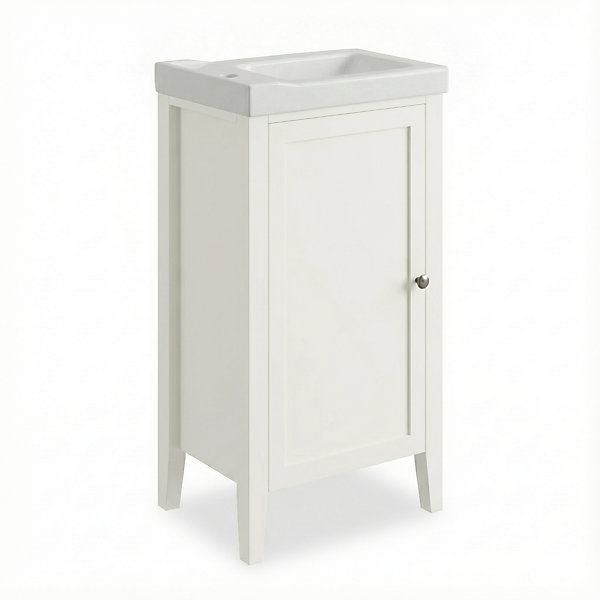 Meuble lave mains à poser blanc mat l.44 cm Perma   plan vasque blanc Lana, GoodHome