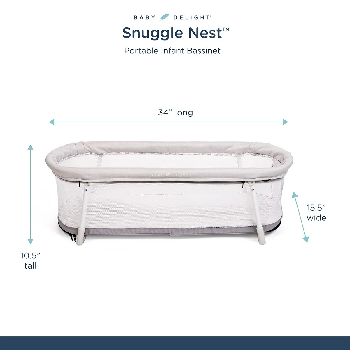 Snuggle Nest Bassinet, Portable Baby Bed, for Infants 0 - 5 Months, Driftwood Grey