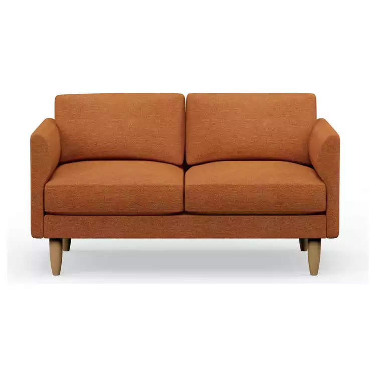 Hutch Fabric Curve Arm 2 Seater Sofa - Rust